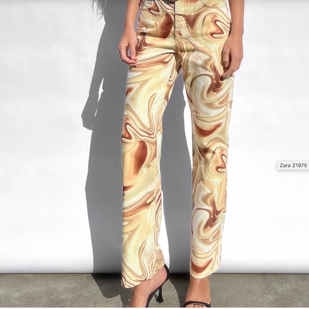 Zara Z1975 MID RISE STRAIGHT PRINTED JEANS 3 Z